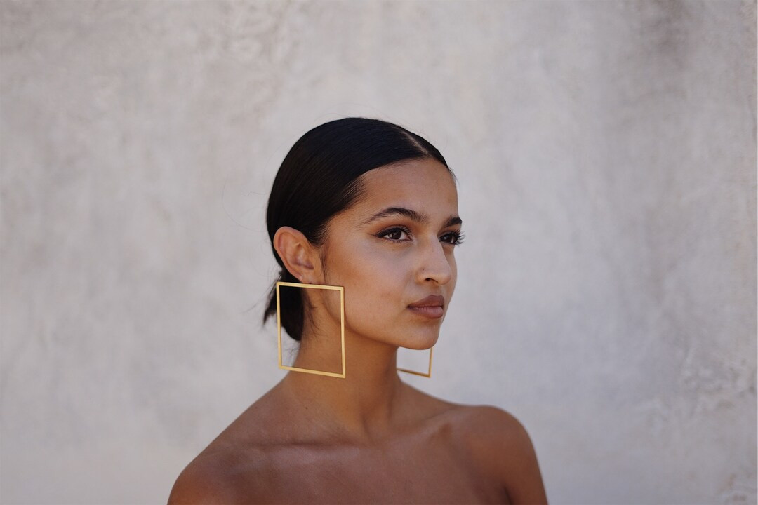 Big Hoop Earrings, "Large Squares" Earrings, Oversized Earrings, LakaLuka Design, Gift for Her, H... | Etsy (US)