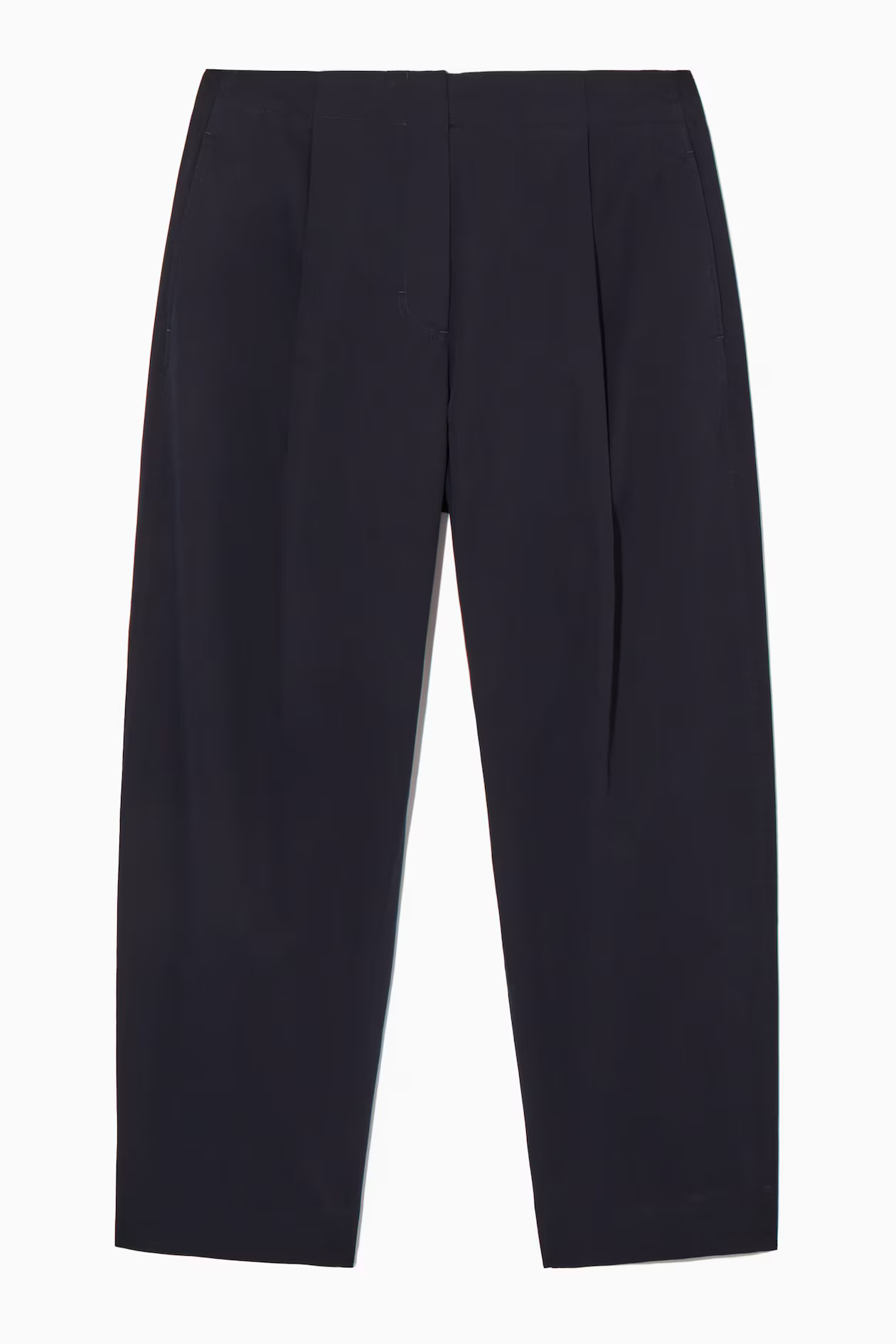 PLEATED BARREL-LEG TWILL CHINOS - NAVY | COS (EU)