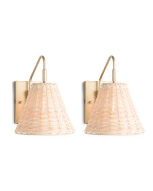 Set Of 2 Rattan Sconces | TJ Maxx