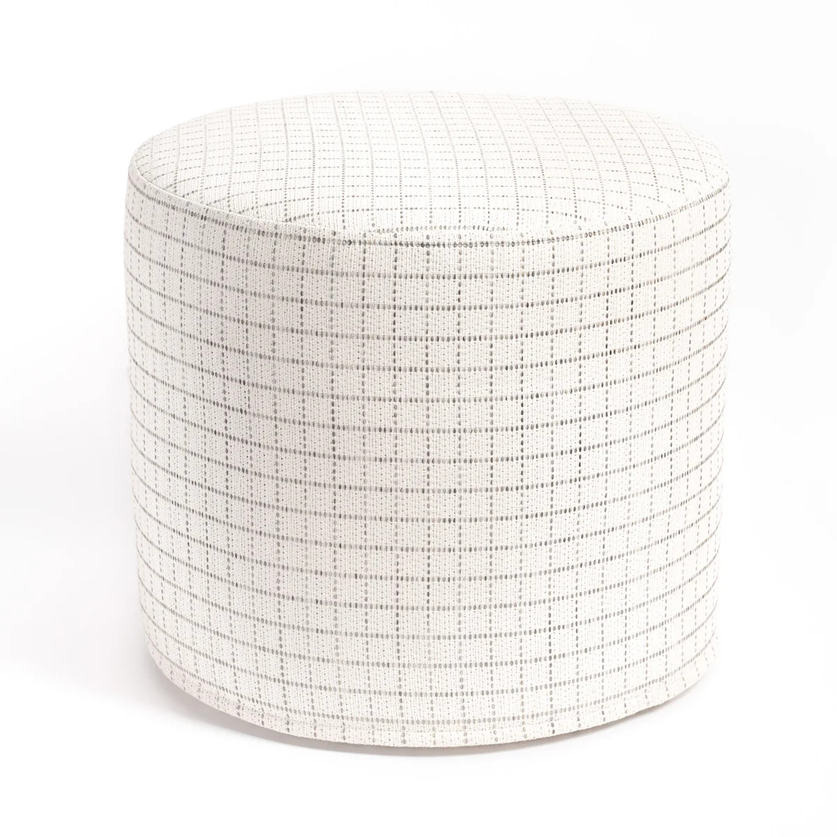 Keely Check 18x16 Round Ottoman, Birch | Tonic Living