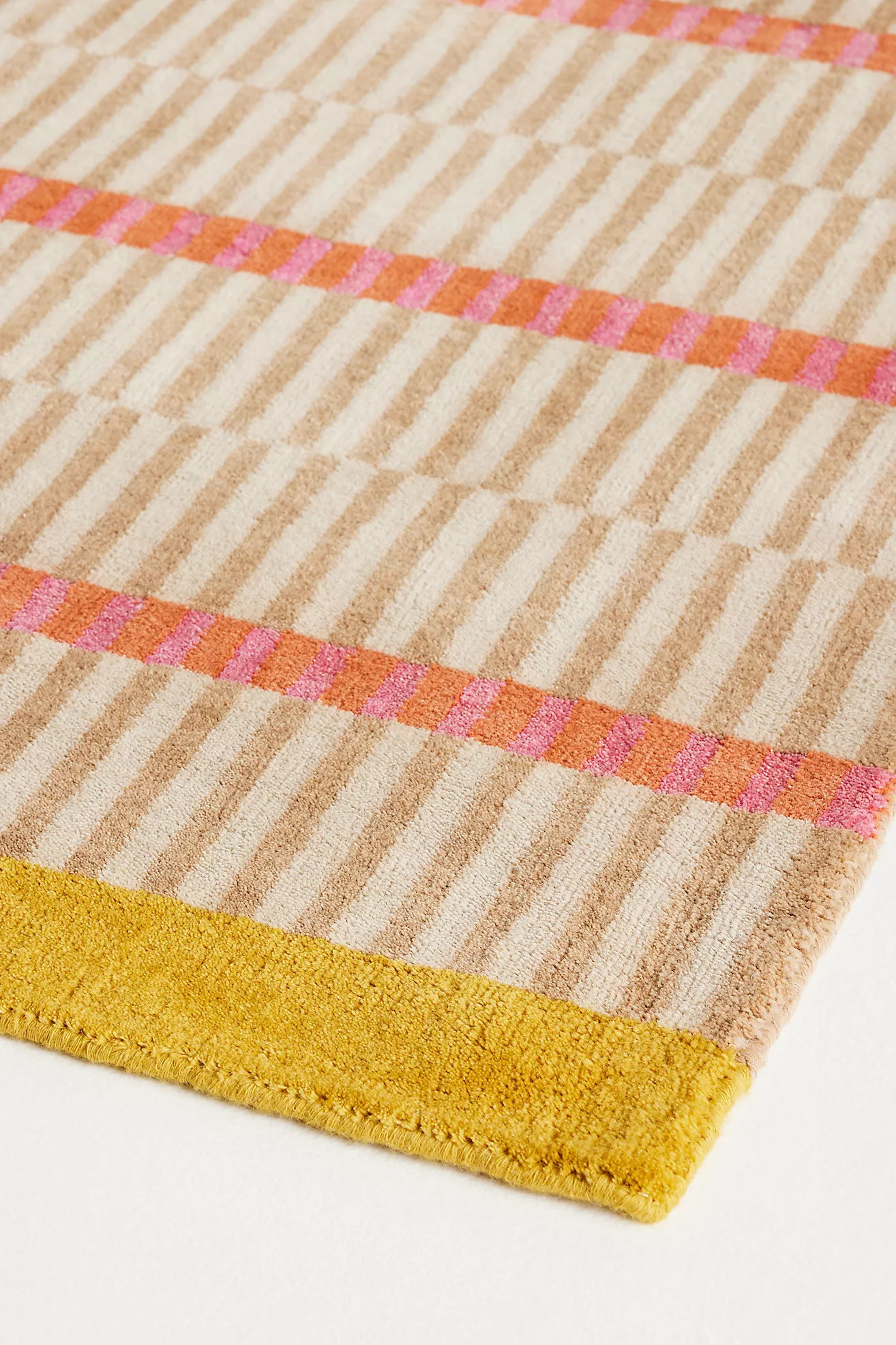 Hand-Loomed Wool & Jute Blend Geometric Striped Rug | Anthropologie (US)