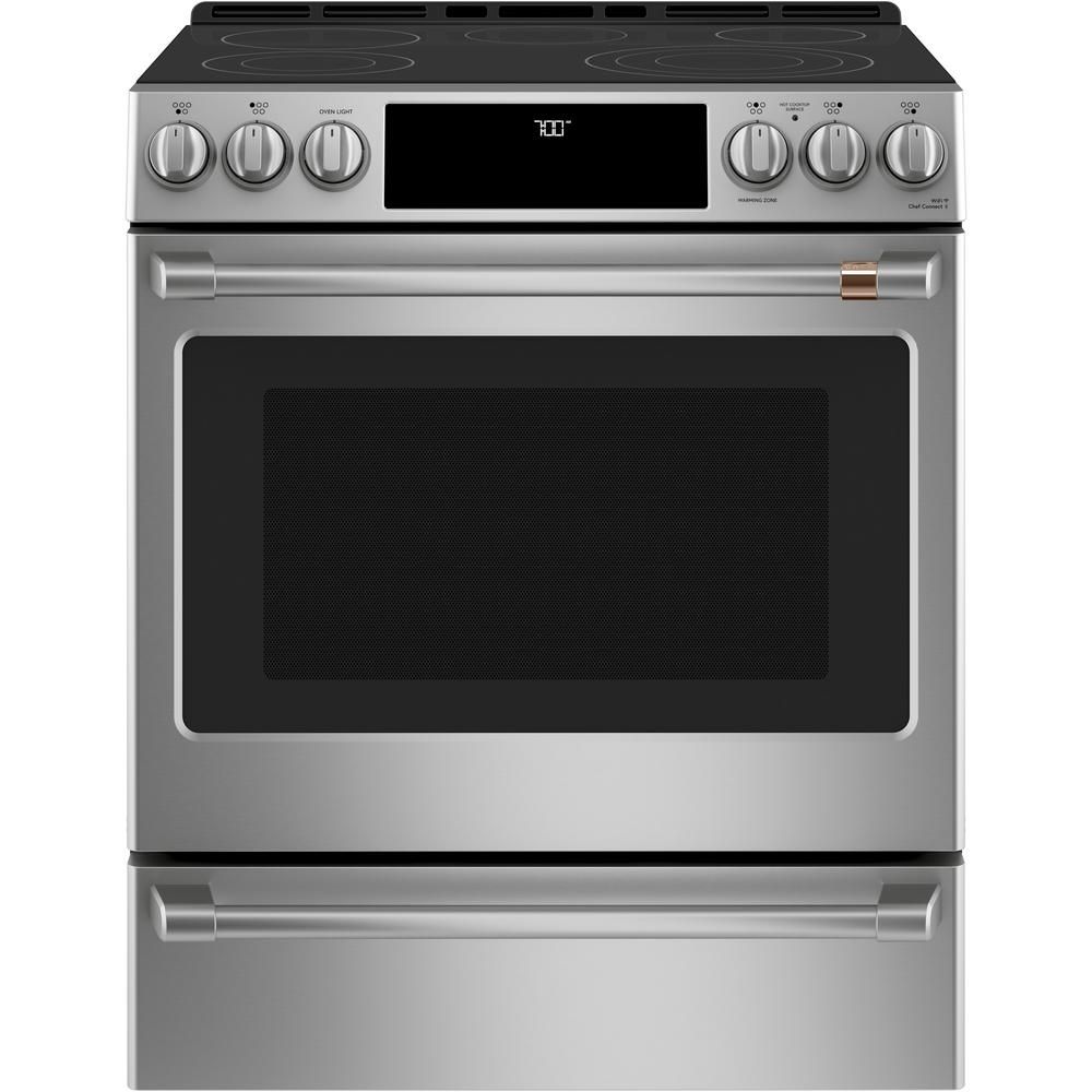 30 in. 5.7 cu. ft. Smart Slide-In Electric Range with Self-Cleaning Convection Oven in Stainless ... | The Home Depot
