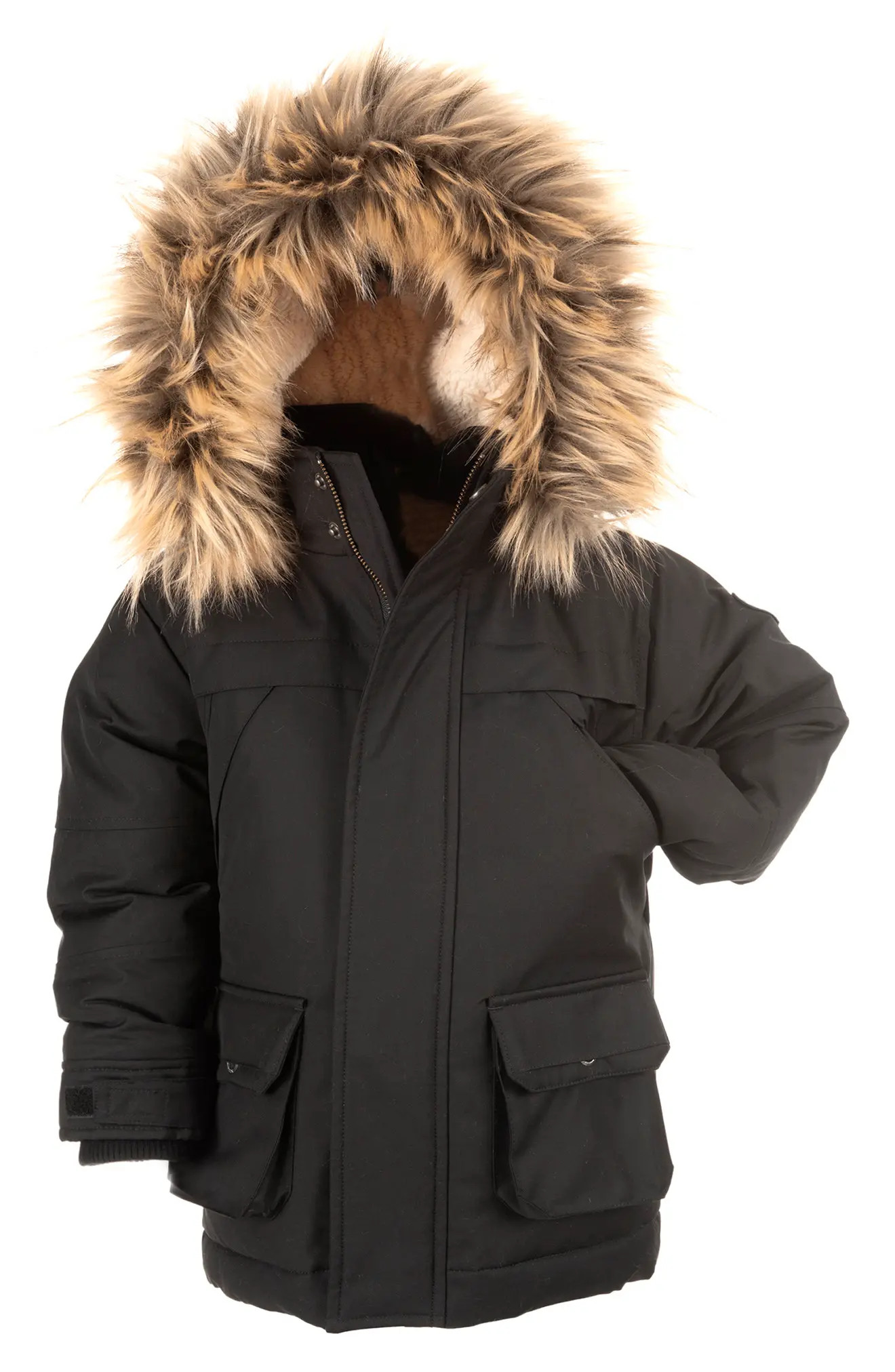 Appaman Kids' Denali Down Coat with Removable Faux Fur Hood, Size 4T in Black at Nordstrom | Nordstrom