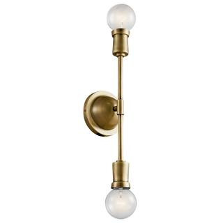 KICHLER Armstrong 2-Light Natural Brass Bathroom Indoor Wall Sconce Light 43195NBR - The Home Dep... | The Home Depot