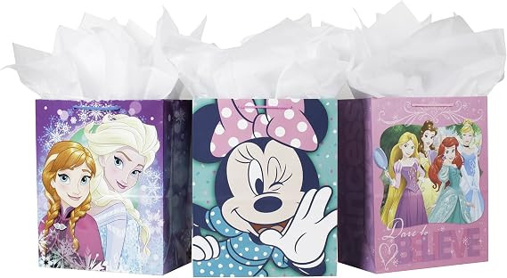 Hallmark 13" Large Disney Gift Bag Bundle (Pack of 3: Minnie Mouse, Princesses and Frozen) for Bi... | Amazon (US)