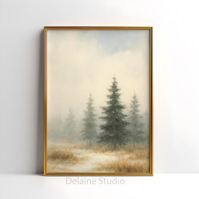 Christmas Evergreen Trees Print | Vintage Winter Forest (digital Download) - Etsy | Etsy (US)
