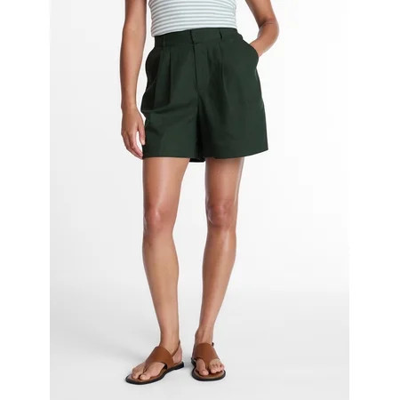 Time and Tru Women's Linen Blend Shorts, 5" Inseam, Sizes XS-XXXL | Walmart (US)