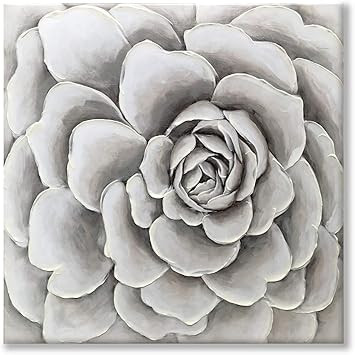 Paimuni Gray White Floral Succulent Plant Painting Modern Canvas Wall Art Printing with Embellish... | Amazon (US)