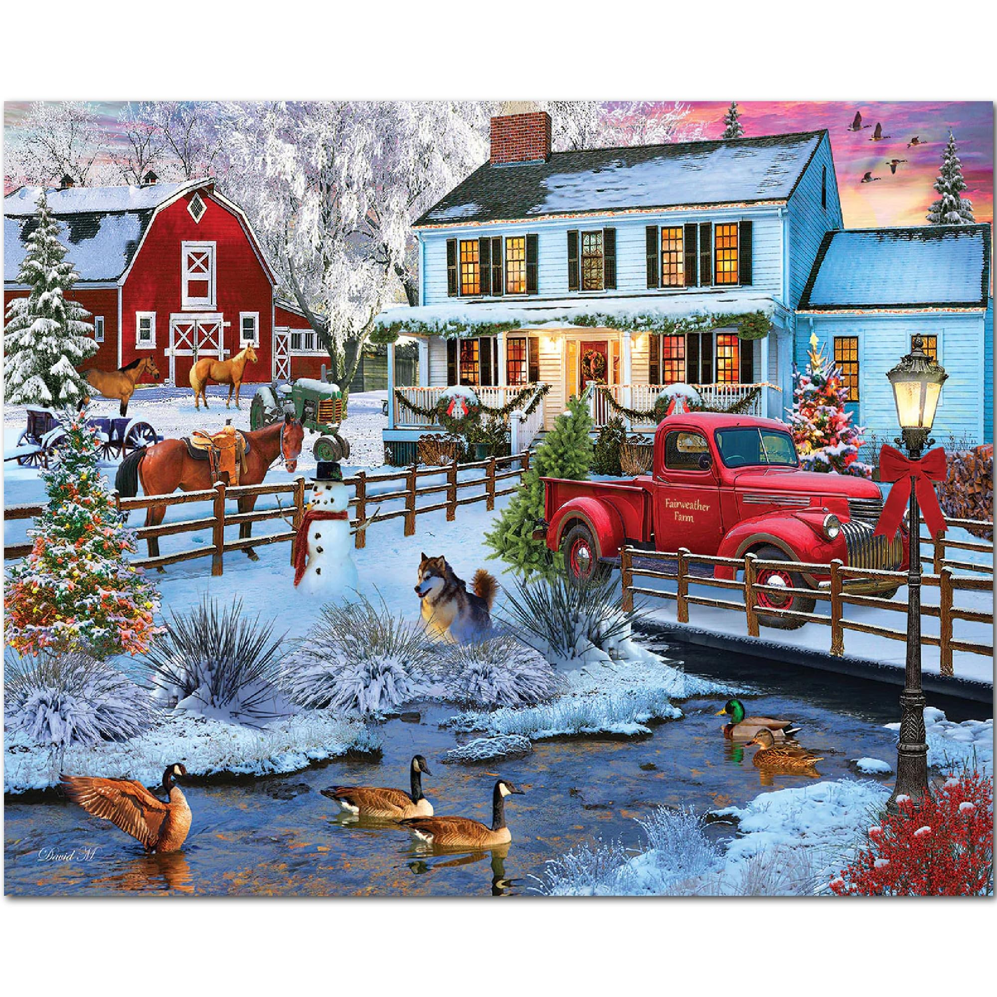 White Mountain 1000 Piece Jigsaw Puzzle Winter Christmas Holiday Puzzles for Adults and Kids 24"x... | Amazon (US)