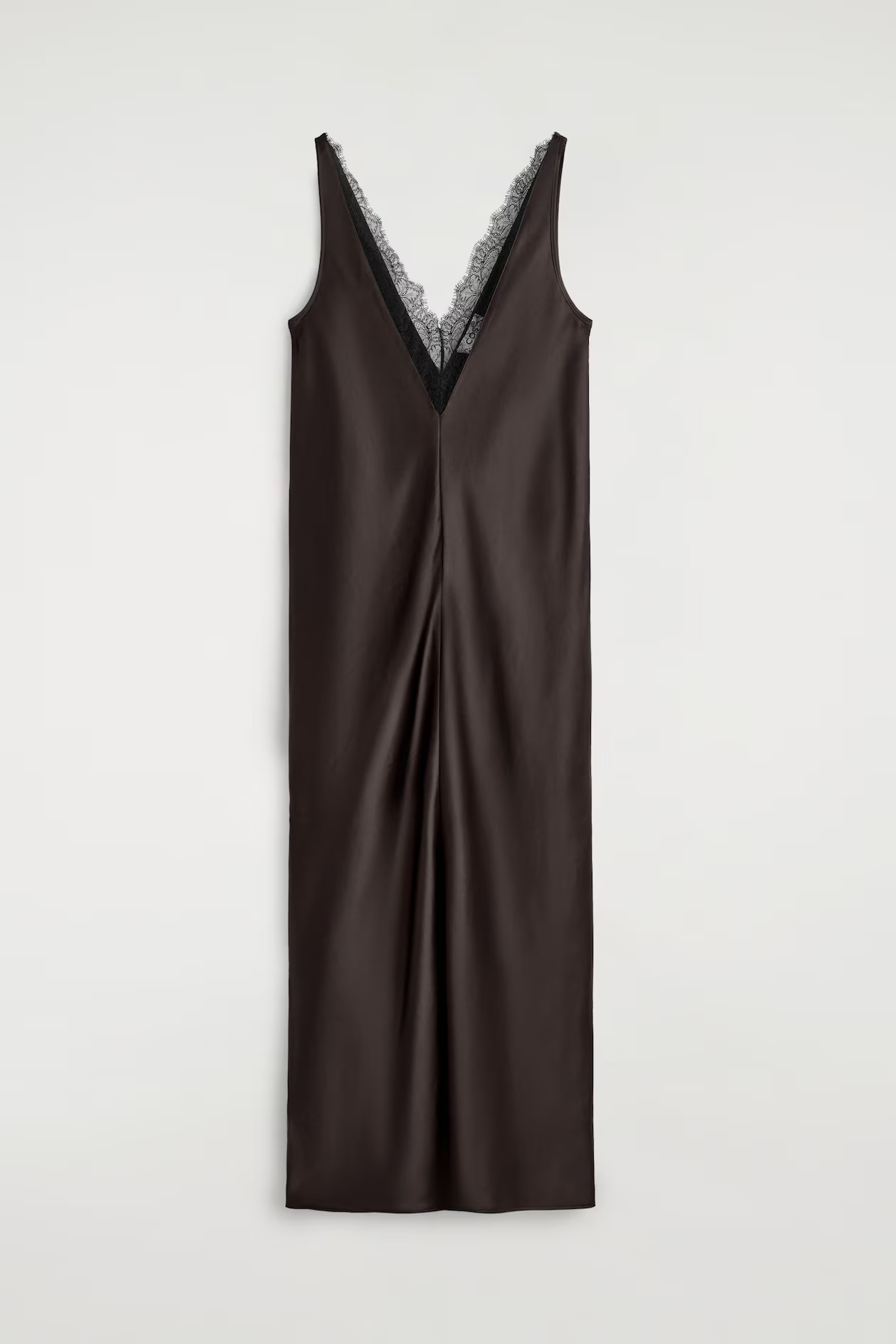 LACE-TRIMMED SATIN SLIP DRESS - BROWN | COS GB | COS UK