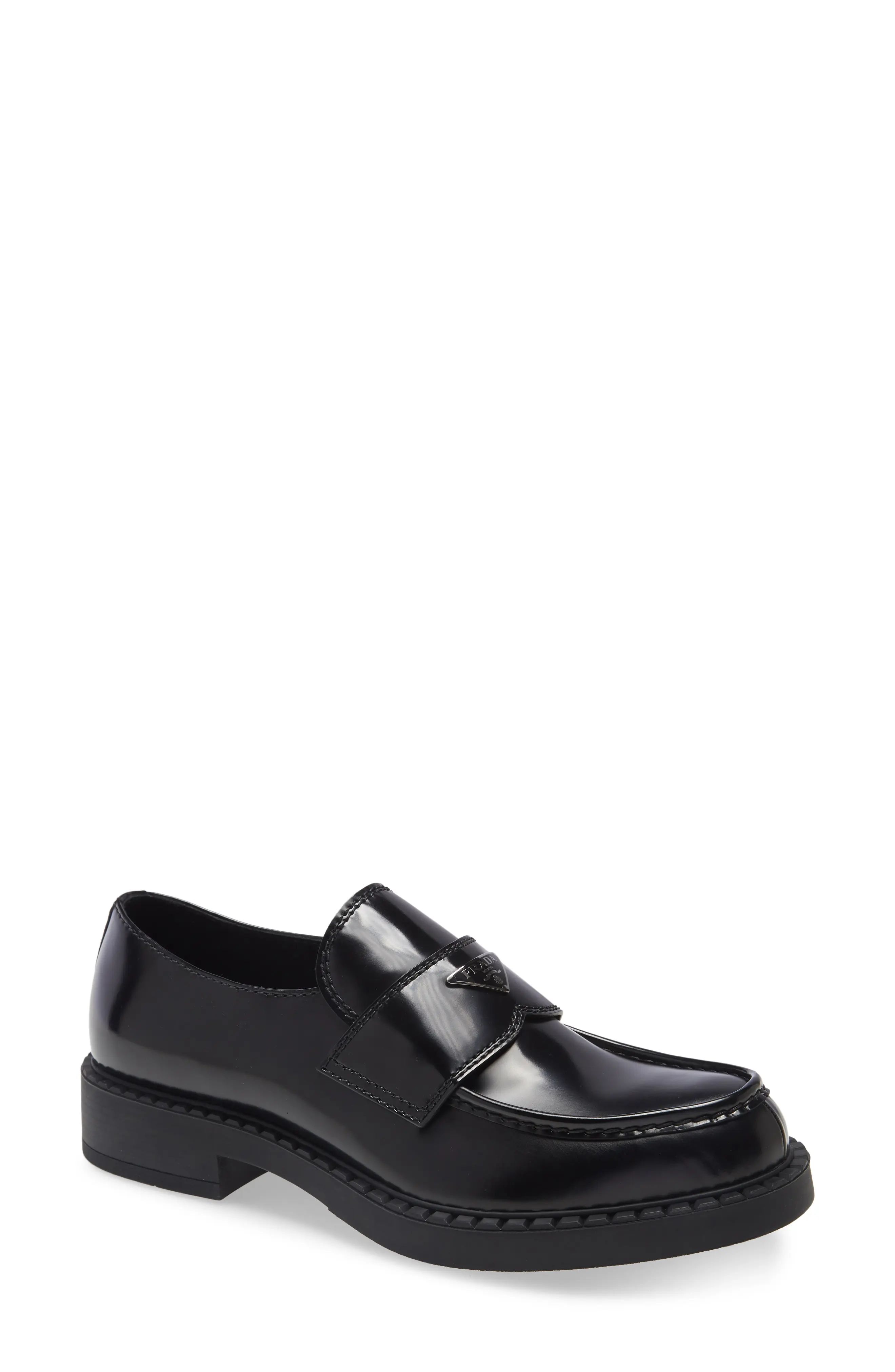 Prada Chocolate Loafer in Black at Nordstrom, Size 9.5Us | Nordstrom