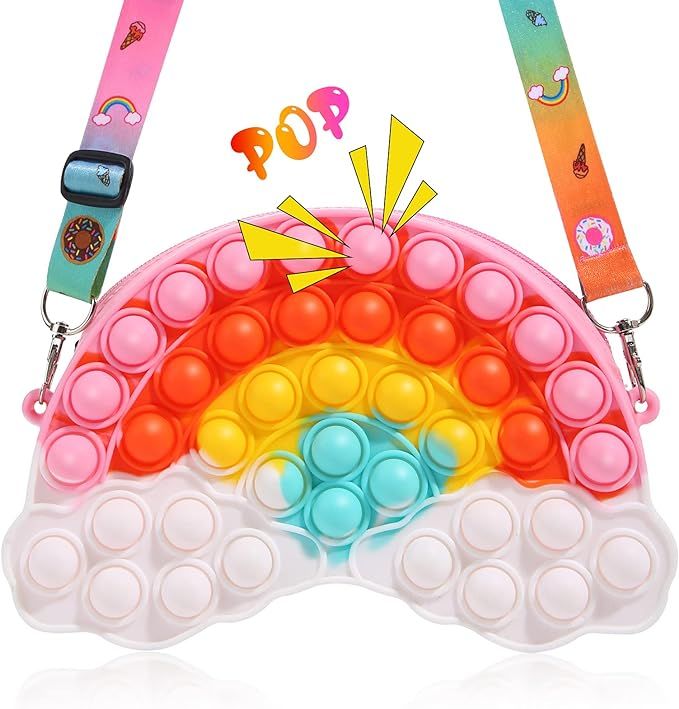 Pop Fidget Toys Shoulder Bag- Rainbow Pop Fidgets Bag Purse for Girls- Relief Stress Sensory Fidg... | Amazon (US)