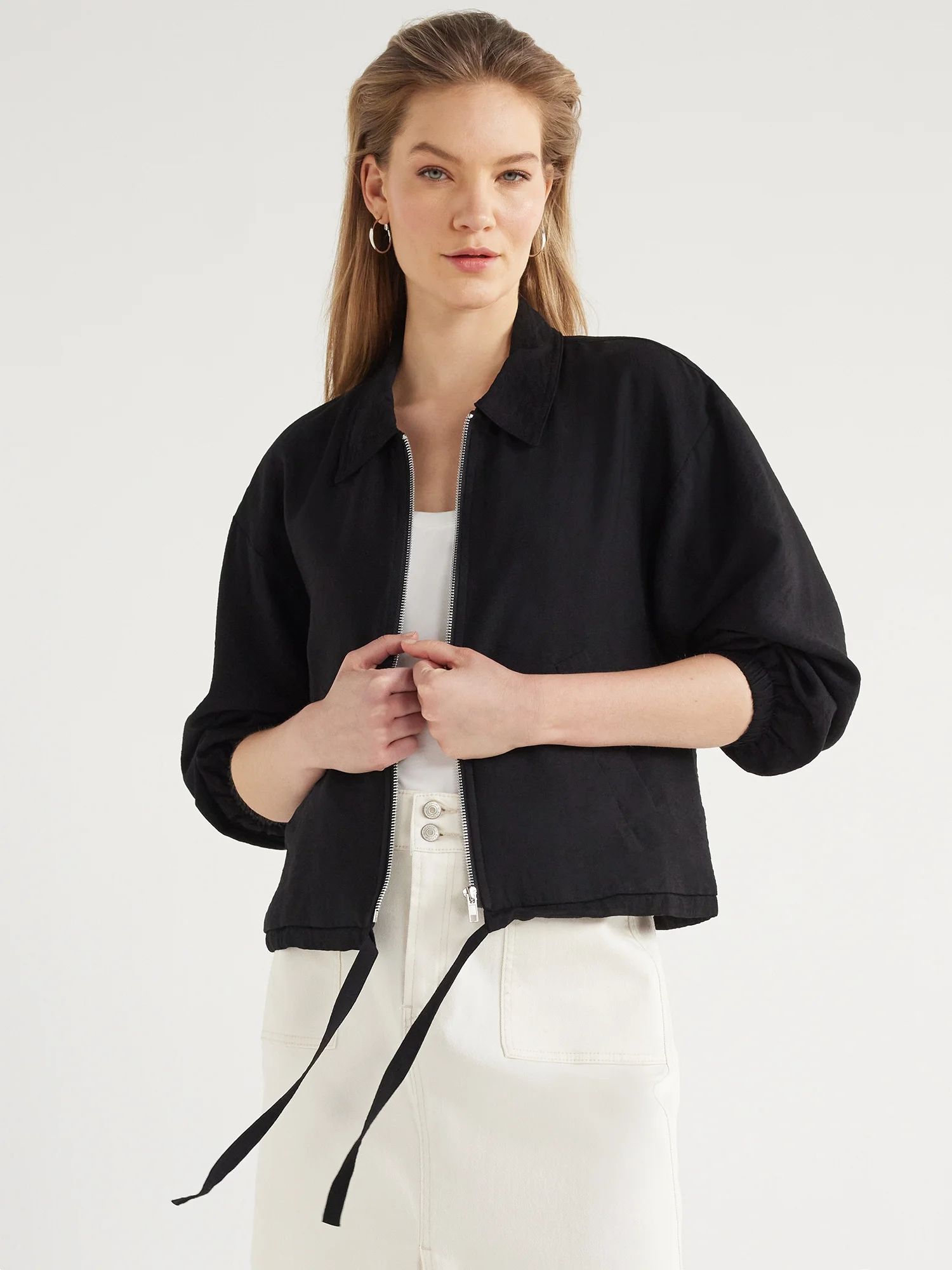 Scoop Women's Full Zip Texture Jacket, Sizes XS-XXL | Walmart (US)
