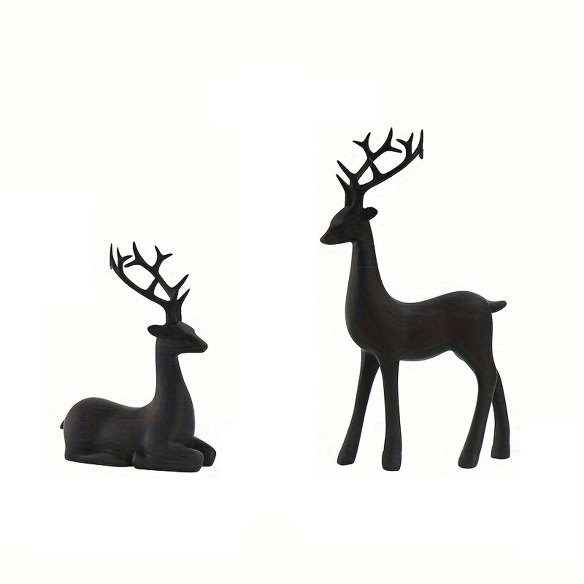 Matoen 2Pcs Christmas Resin Reindeer Sculpture, Deer Statue, Reindeer Ornament for Home Office De... | Walmart (US)