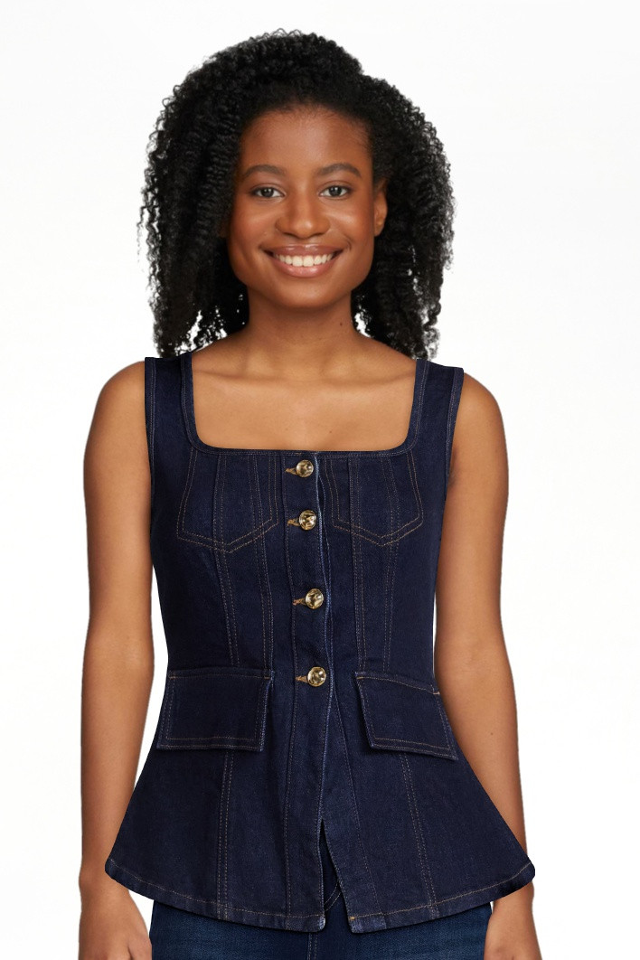 Scoop Women's and Women's Plus Denim Corset Top, Sizes XS-4X | Walmart (US)