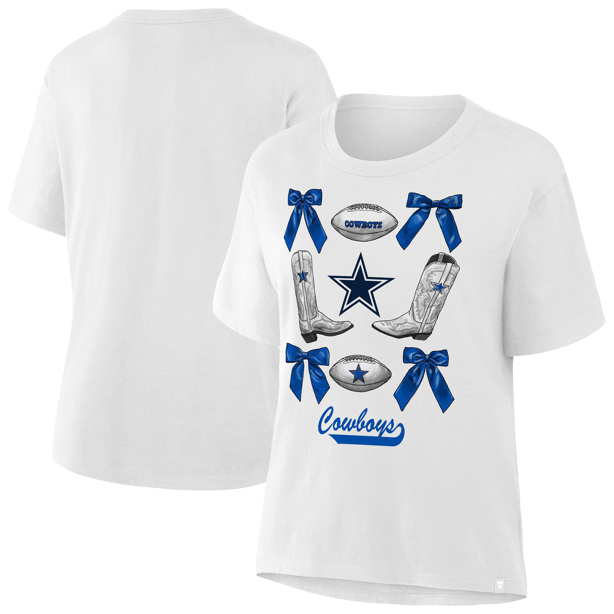 Women's White Dallas Cowboys Coquette Bow and Boots T-Shirt | Fanatics