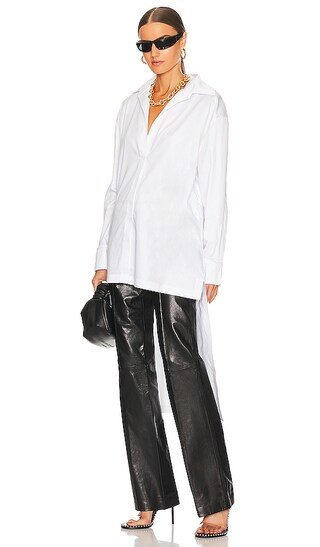 High Low Oversized Boyfriend Shirt with Collar in White | Revolve Clothing (Global)