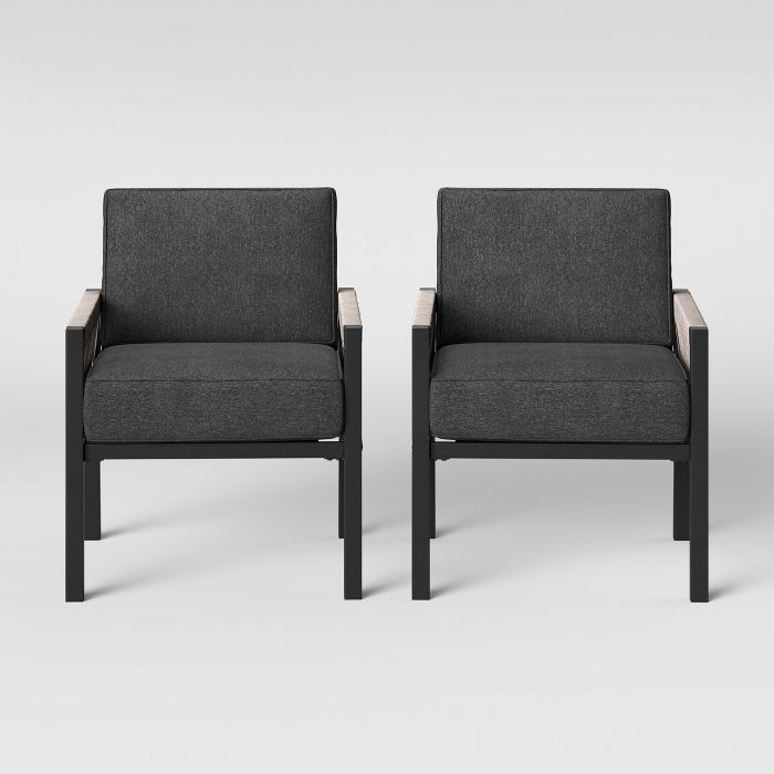 Lunding 2pk Patio Chair Charcoal - Project 62™ | Target
