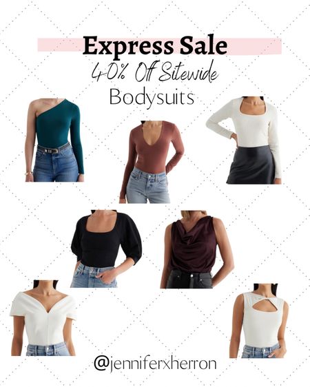 A few of the cutest bodysuits from Express. Everything is currently 40% off! 

Follow @jenniferxherron for more inspiration ✨

#LTKsalealert #LTKfindsunder100 #LTKfindsunder50