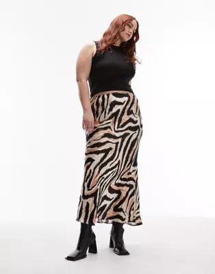 Topshop Curve animal print maxi bias skirt in multi | ASOS (Global)