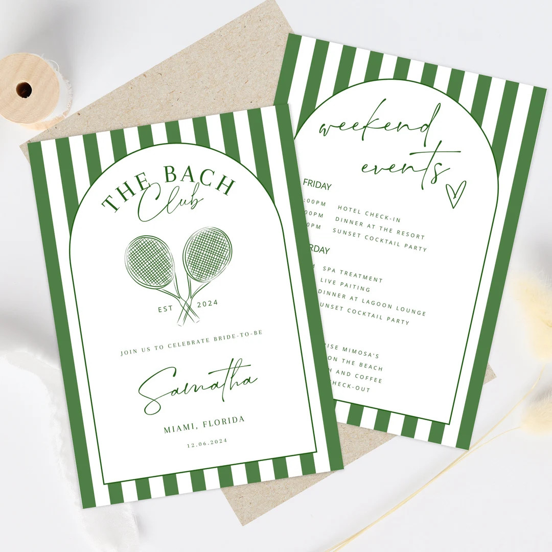 Country Club Bachelorette Party Invitation and Itinerary Template, Vintage Country Club Bachelore... | Etsy (US)