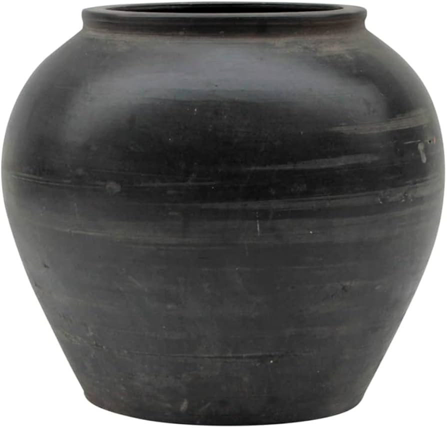 Lily’s Living AM83240005 Large Vintage Black Pottery Jar, Gray (Size & Color Vary) Vase (Garden... | Amazon (US)