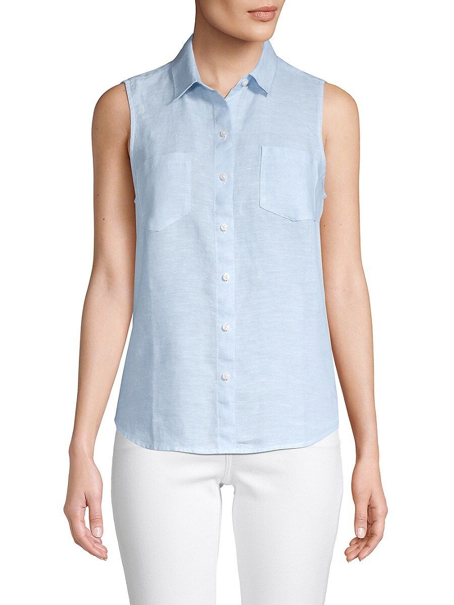 Saks Fifth Avenue Women's Sleeveless Linen Shirt - Chambray Blue - Size L | Saks Fifth Avenue OFF 5TH