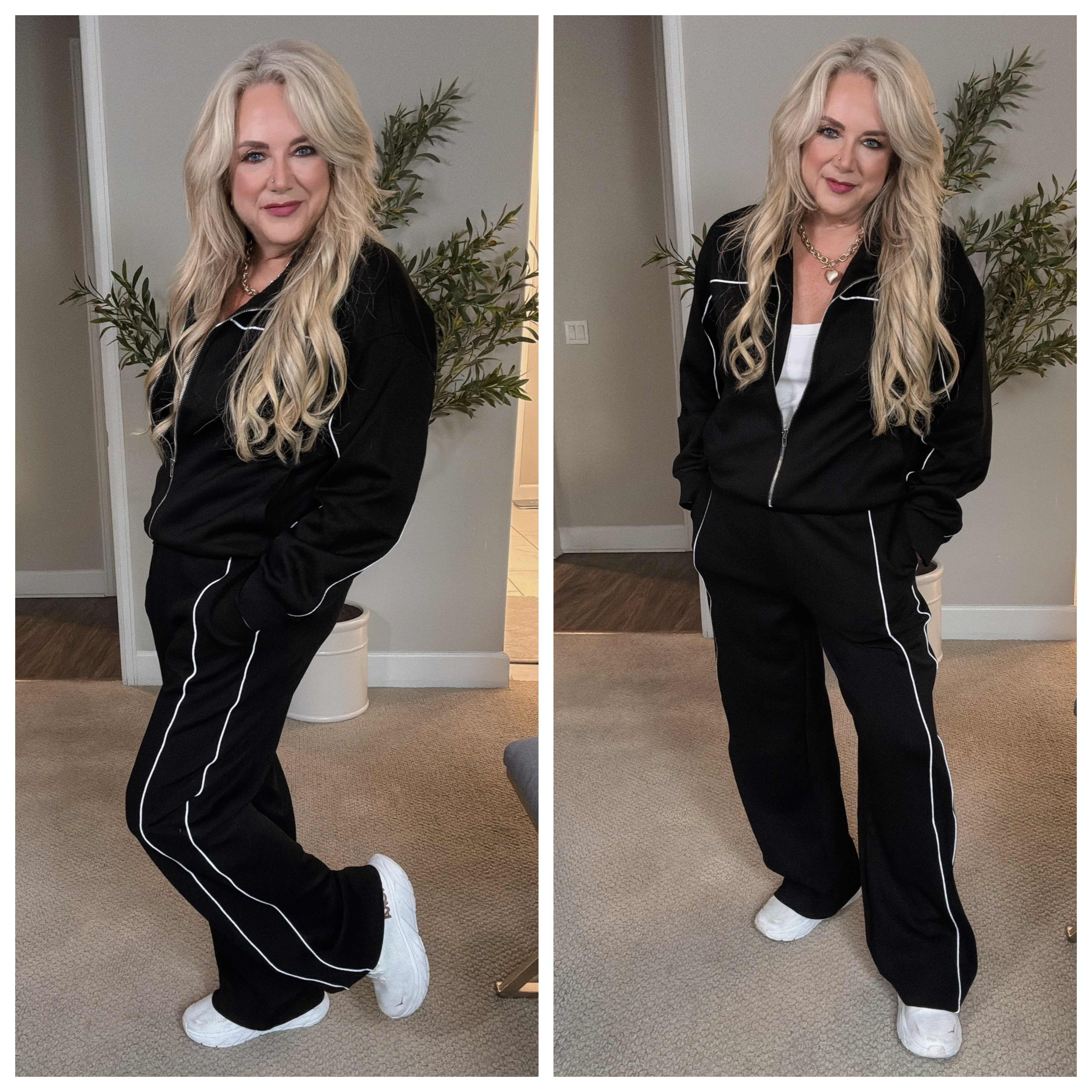 💖 Love, love, love this two-piece track set! I got a large, but honestly, I could've done a medium. I had plenty of room, especially in the pants. Sharp, streamlined, and sporty — yet super comfortable. Perfect quality fabric that’s just right: not too thin, not too heavy, and never too hot. ✨ #TwoPieceSet #TrackSetStyle #SportyChic #OOTDInspo 

 #LTKActive #LTKOver40 #LTKTravel