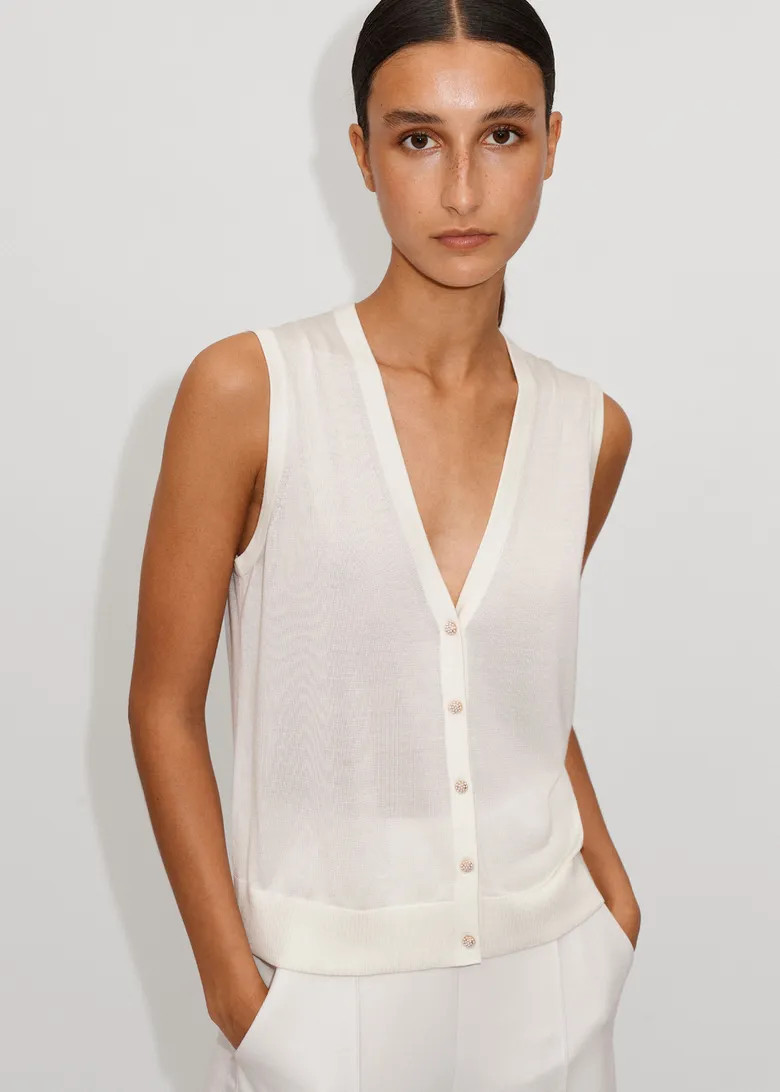 Silk Button Through Knit Vest | ME + EM