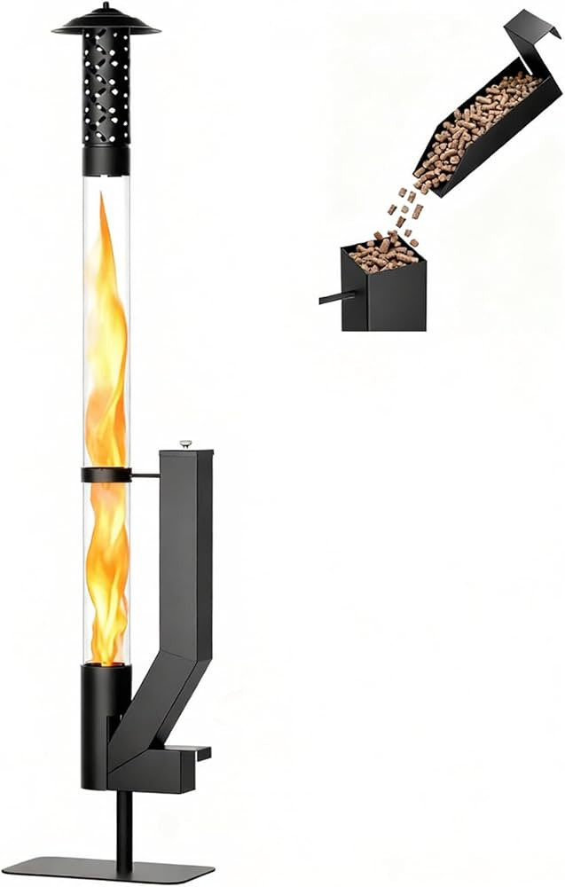 DoCred Patio Pellet Heater, 62" H Outdoor Glass Fire Tube Heater | Amazon (US)