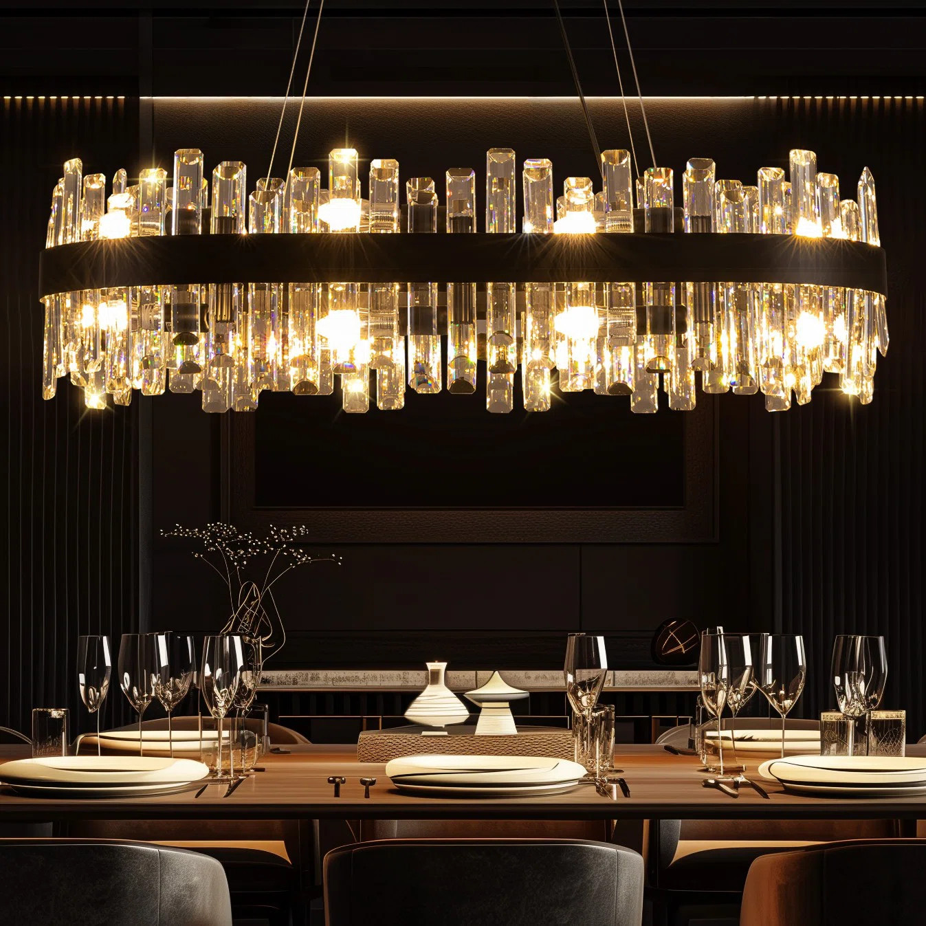 Kacy 16/20-Light Dimmable Rectangle K9 Crystal Chandelier Modern Ceiling Light | Wayfair North America