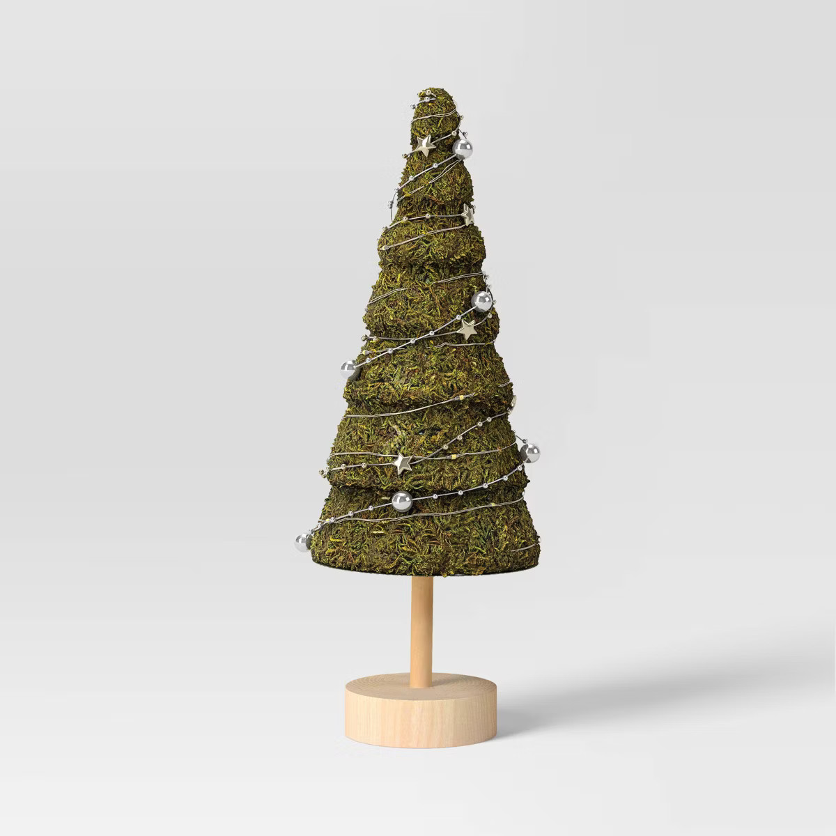 14" Lit Moss Cone Christmas Tree Sculpture with Wood Base - Wondershop™ Green | Target