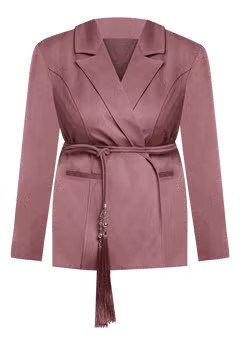 Faux Suede Tassel Belted Blazer | Eloquii