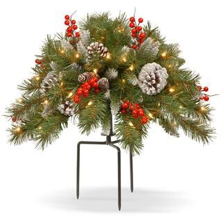 18 in. Frosted Berry Urn Filler with Battery Operated Warm White LED Lights | The Home Depot