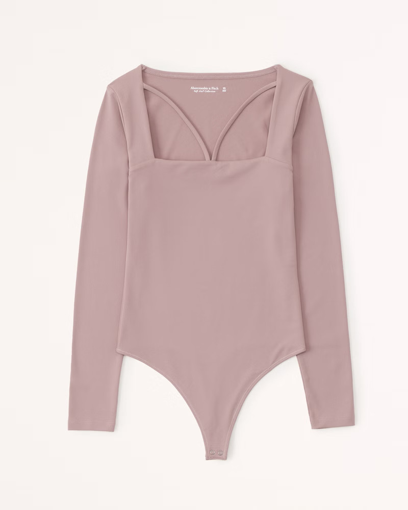 Long-Sleeve Strappy Squareneck Bodysuit | Abercrombie & Fitch (US)