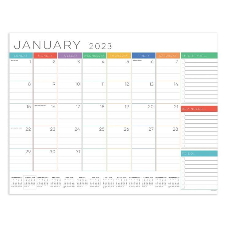 2023 Desk Pad Calendar Monthly Blotter 22&#34;x17&#34; Rainbow Blocks - TF Publishing | Target