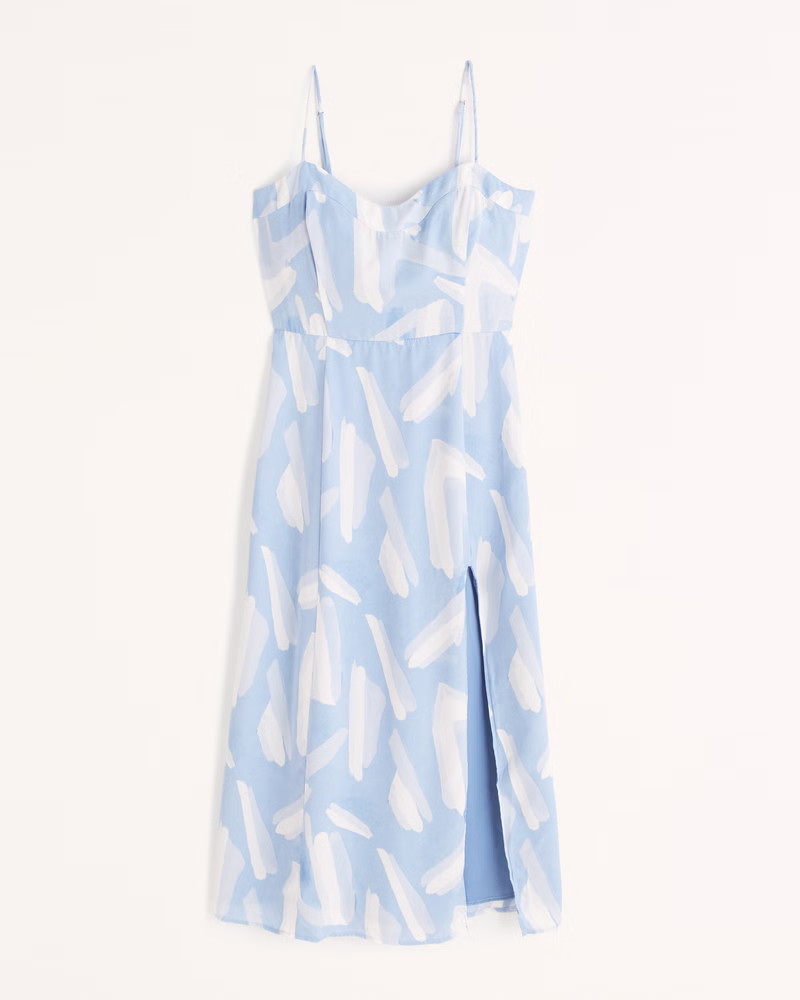Women's Clean High-Slit Midi Dress | Women's | Abercrombie.com | Abercrombie & Fitch (US)
