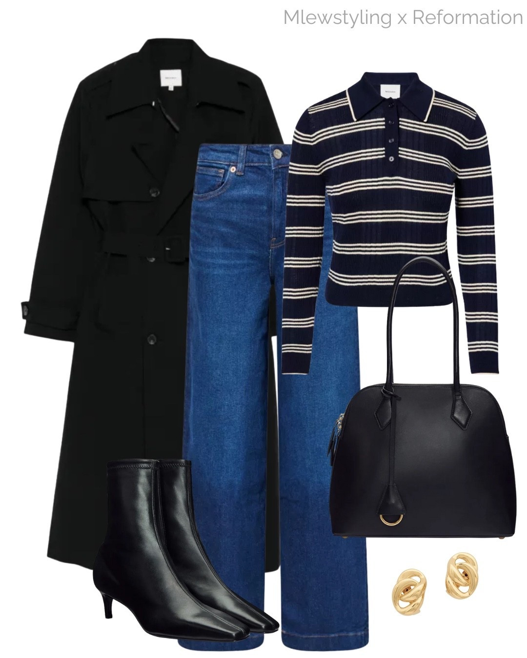Spring uniform loading 🖤

#Ad @reformation

Tags: striped polo sweater, wide leg jeans, black trench coat, elevated outfit, casual workwear, office outfit 

#LTKWorkwear #LTKootd #LTKSeasonal