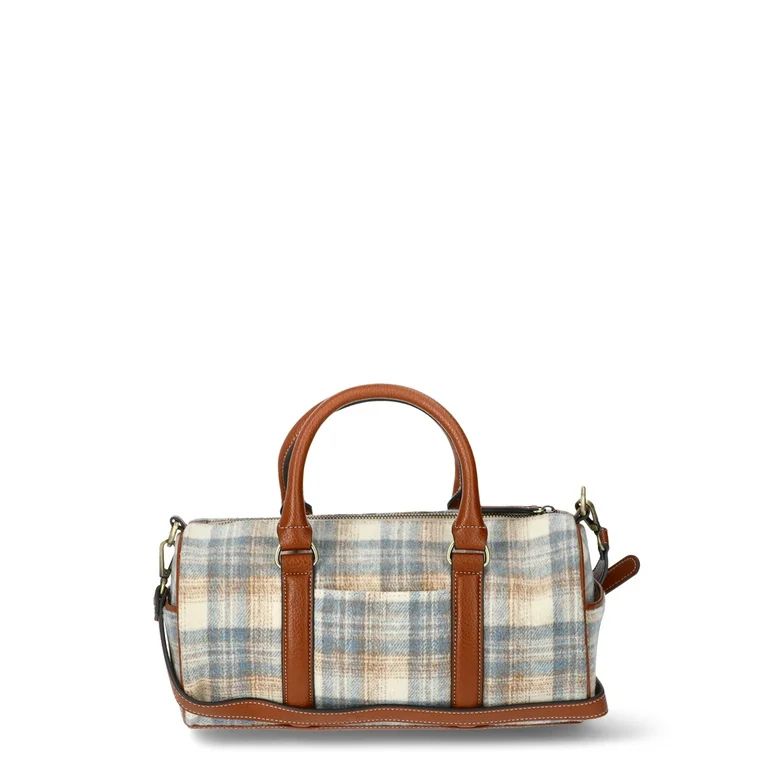 Time and Tru Women's Plaid Barrel Crossbody Bag, Cognac | Walmart (US)