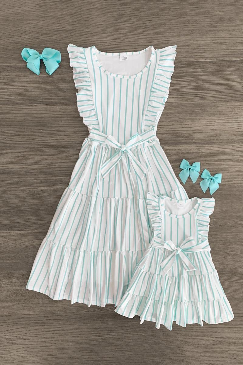 Mom & Me - Mint & White Striped Dress | Sparkle In Pink