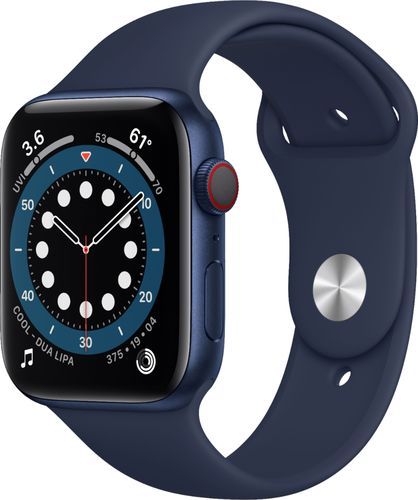 Apple Watch Series 6 (GPS + Cellular) 44mm Blue Aluminum Case with Deep Navy Sport Band - Blue (AT&T | Best Buy U.S.