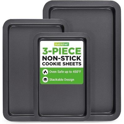 NutriChef 3-Piece Non-Stick Cookie Sheets for Baking - NCZK3B | Target