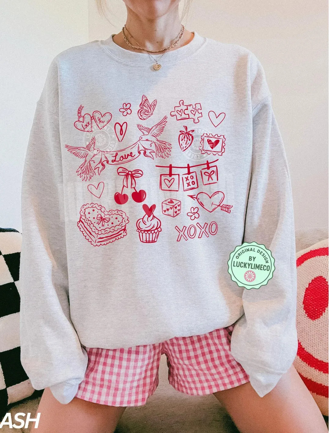 Valentine Doodles Collage Sweatshirt, Happy Valentines Day Shirt, Love Sweatshirt, Womens Valenti... | Etsy (US)