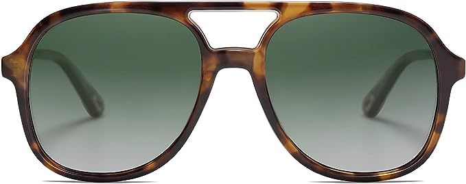 Amazon.com: SOJOS Retro Square Polarized Aviator Sunglasses Womens Mens 70s Vintage Double Bridge... | Amazon (US)