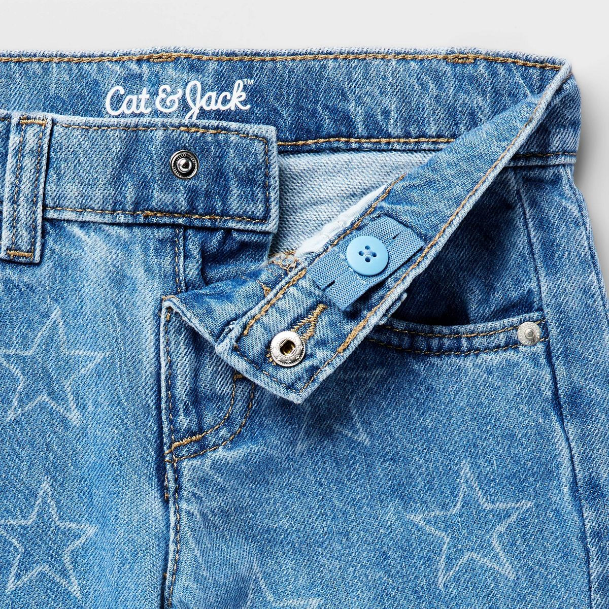 Toddler Girls' Stars Barrel Denim Pants - Cat & Jack\u2122 Medium Wash 4T | Target