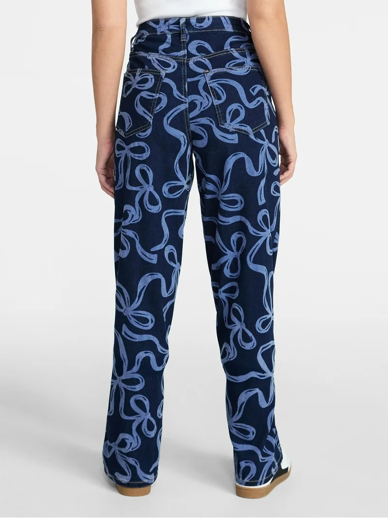 Madden NYC Women's Bow Print Jeans, 32" Inseam, Sizes 00-18 | Walmart (US)