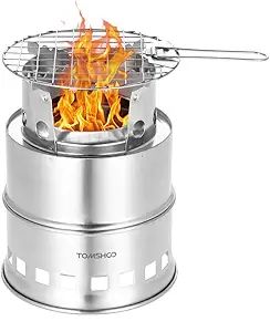 TOMSHOO Camping Stove Camp Wood Stove Portable Foldable Stainless Steel Burning Backpacking Stove... | Amazon (US)