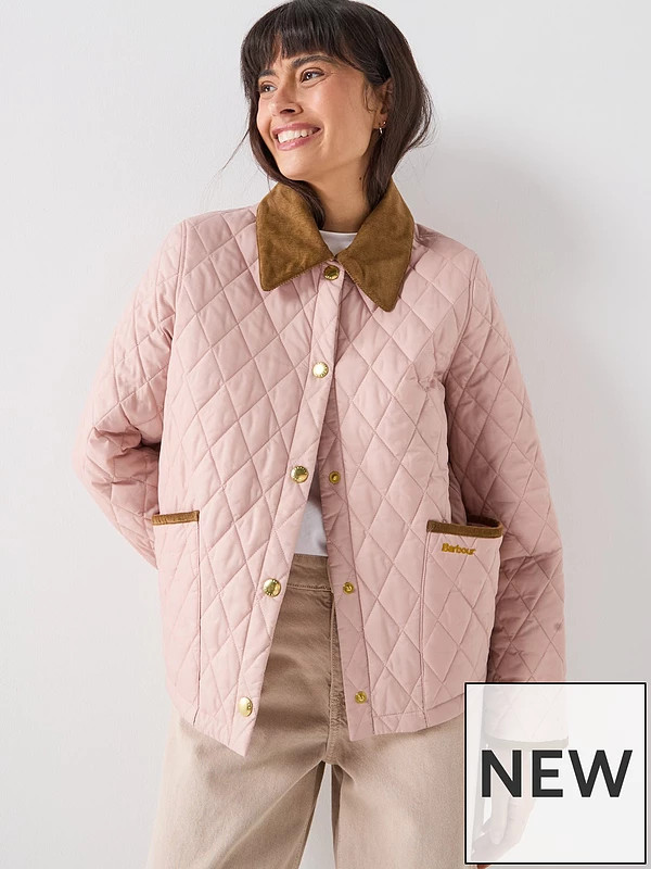 Barbour Icons Cropped Liddesdale Quilted Jacket - Beige | Very (UK)