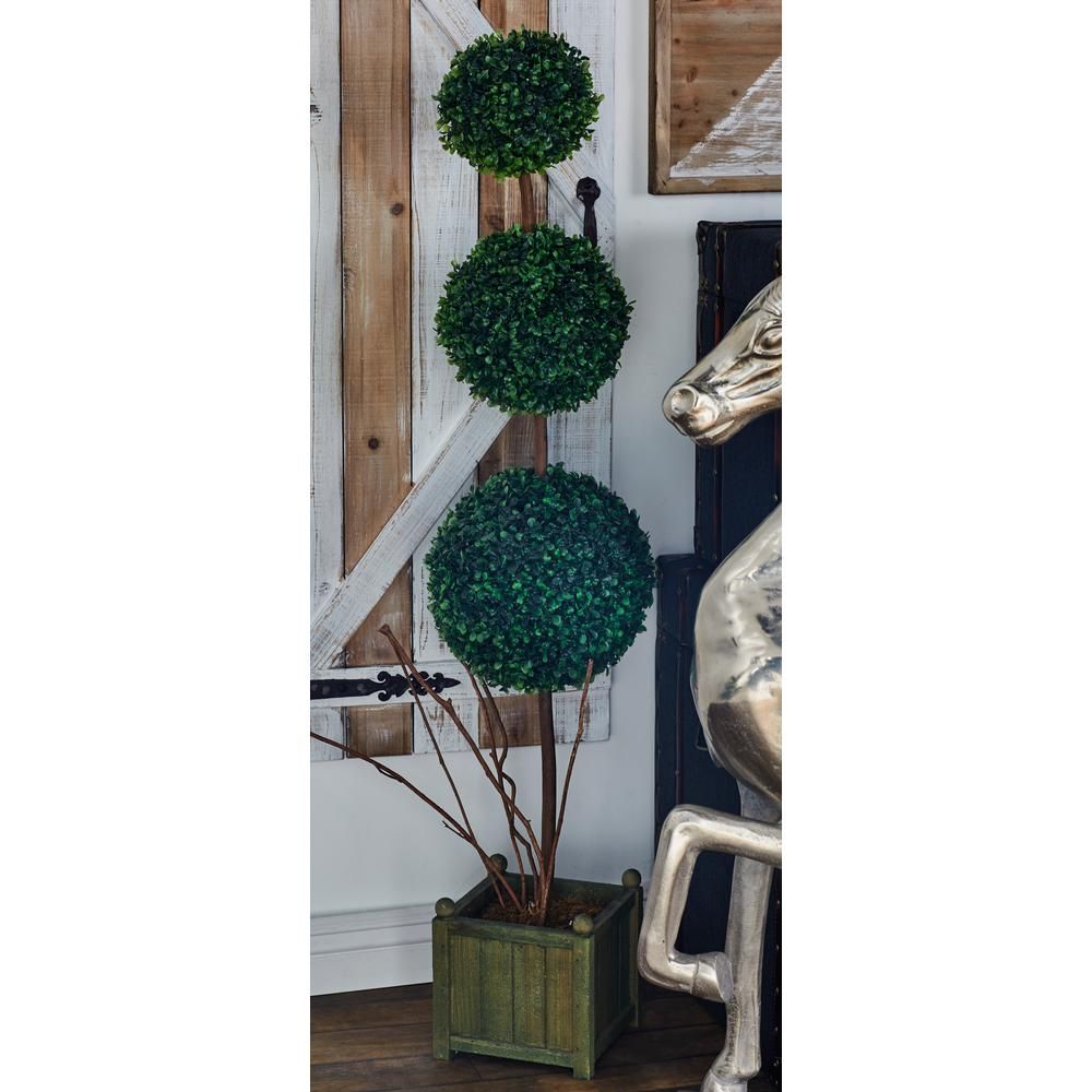 LITTON LANE Green Trueshire Potted Artificial Topiary | The Home Depot