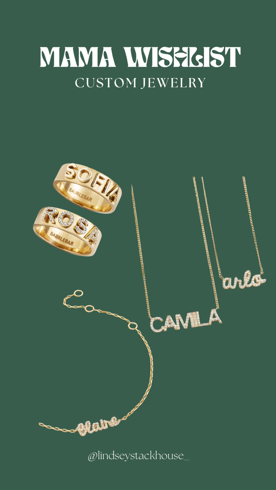 Custom necklaces and bracelet from bauble bar on sale! Looks identical to mine: use code HURRY 

Custom jewelry; mom necklace, mama necklace, new mom gift guide, mom jewelry 

#LTKsalealert #LTKGiftGuide #LTKHoliday